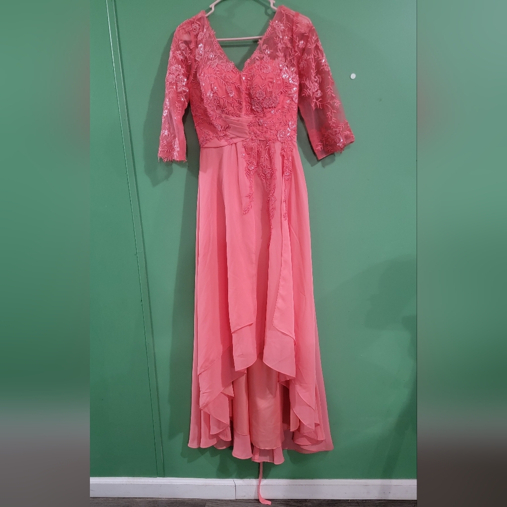 Chic Coral High Low Dress - Picture 1 of 6